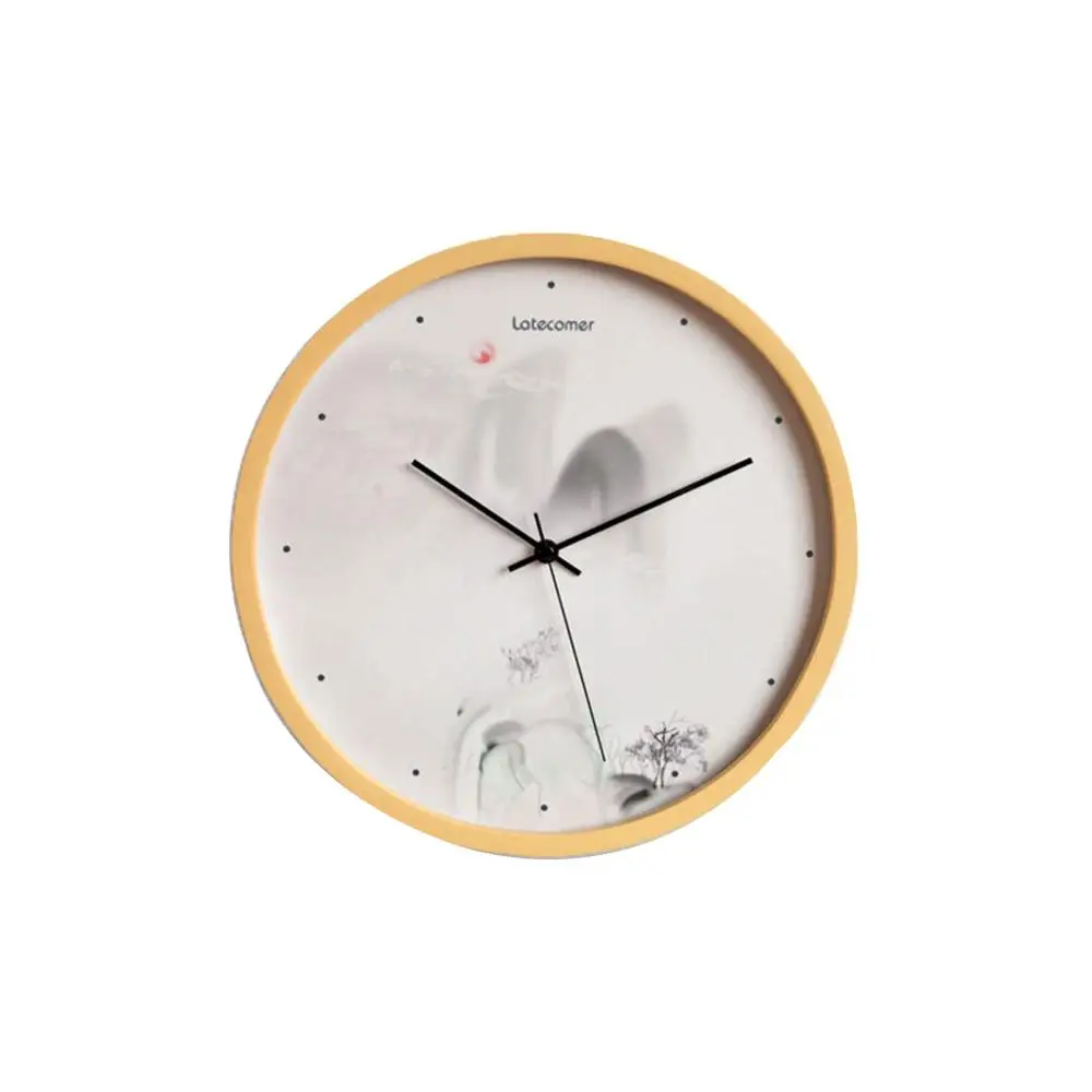 E-1 LATECOMER New Clock Watch Wall Clocks Silent Wooden Home Decoration Living Room Buddha wooden clock simple creative wall clock - Цвет: E-1