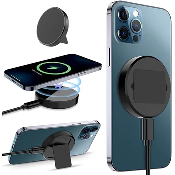 Cargador inalámbrico con soporte integrado magnético, almohadilla de carga inalámbrica con imán, de Metal, para Iphone 13/12, Airpods, 15W
