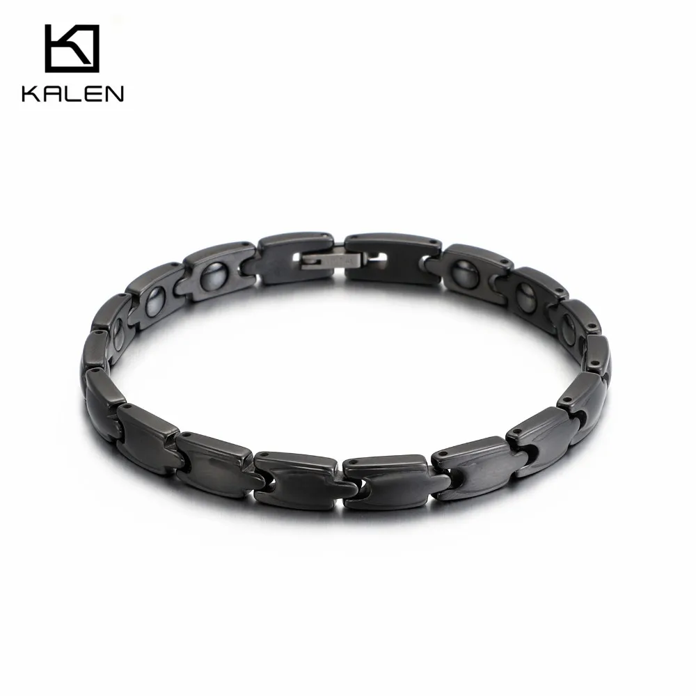 Нержавеющая сталь черный/белый 19 см звеньевая цепочка браслет для мужчин и женщин унисекс керамические браслеты на руку ювелирные аксессуары