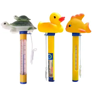 

Cartoon Swimming Pool Floating Thermometer Cute Duck Turtle Goldfis Shape Handheld Bath Thermometers With String For Spa Pools