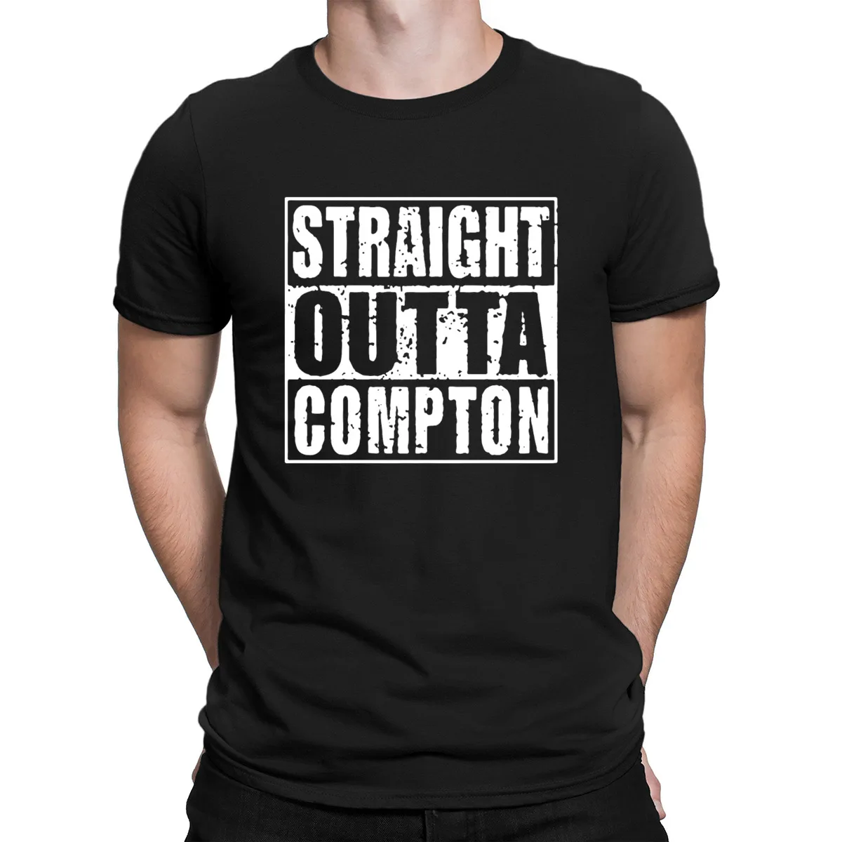 Прямые из Compton футболки Калифорния хлопок буквы пользовательские Весна Мужская футболка сплошной цвет Лидер продаж комические веб-сайт - Цвет: Black