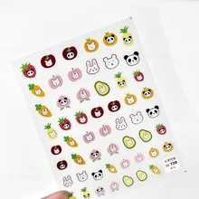 

2021 Japanese 5D Engraved Nail Art Sticker Cartoon Cute Fruit Animal Panda Rabbit Nail Decal Decorations Nail Stickers Adhesive
