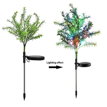 

2pcs 15LED Outdoor Christmas Tree Festival Stake Lamp Home Decor Patio Yard Solar Garden Light Pathway Party Color Changing Lawn