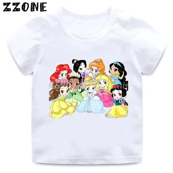 

Boys/Girls Little Cute Princess Gather Cartoon Print T shirt Kids Funny Clothes Children Tops Baby T-shirt