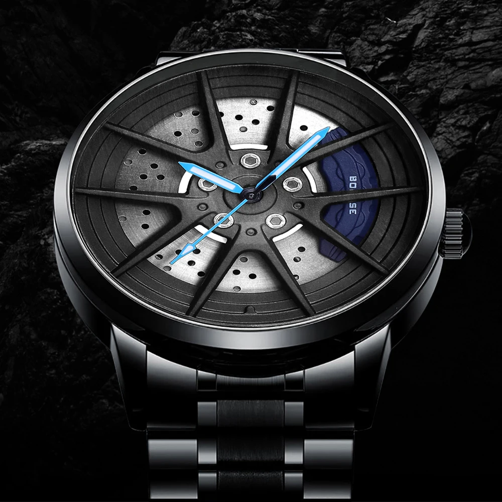 2022 New Mens Luxury Sports Car Wheel Watches Stainless Steel
