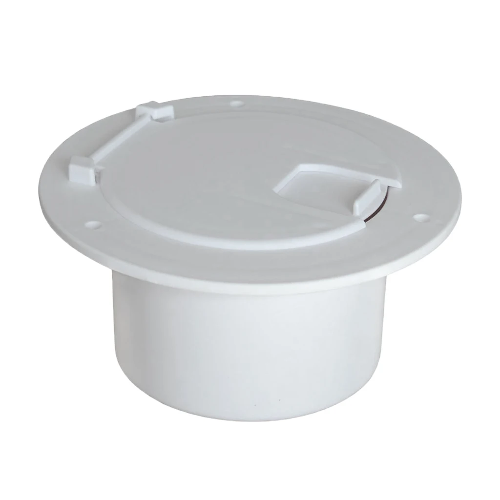 RV WHITE ELECTRIC CABLE HATCH RV MOTORHOME MARINE CORD ROUND W/CABLE HOLD