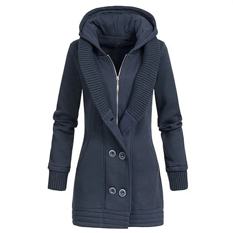 Куртка с хлопковой подкладкой, пальто в готическом стиле, Зимняя женская длинная верхняя одежда, топы, теплая Женская куртка на молнии, повседневная спортивная куртка с капюшоном