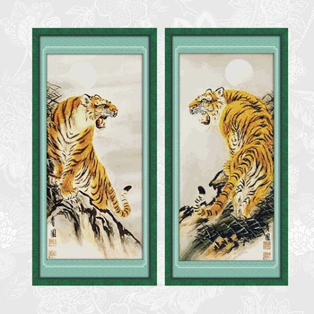 

Uphill tiger Cross Stitch Kits Animal Pattern Counted Printed Aida Canvas 14CT 11CT Chinese Cross-stitch Embroidery Needlework