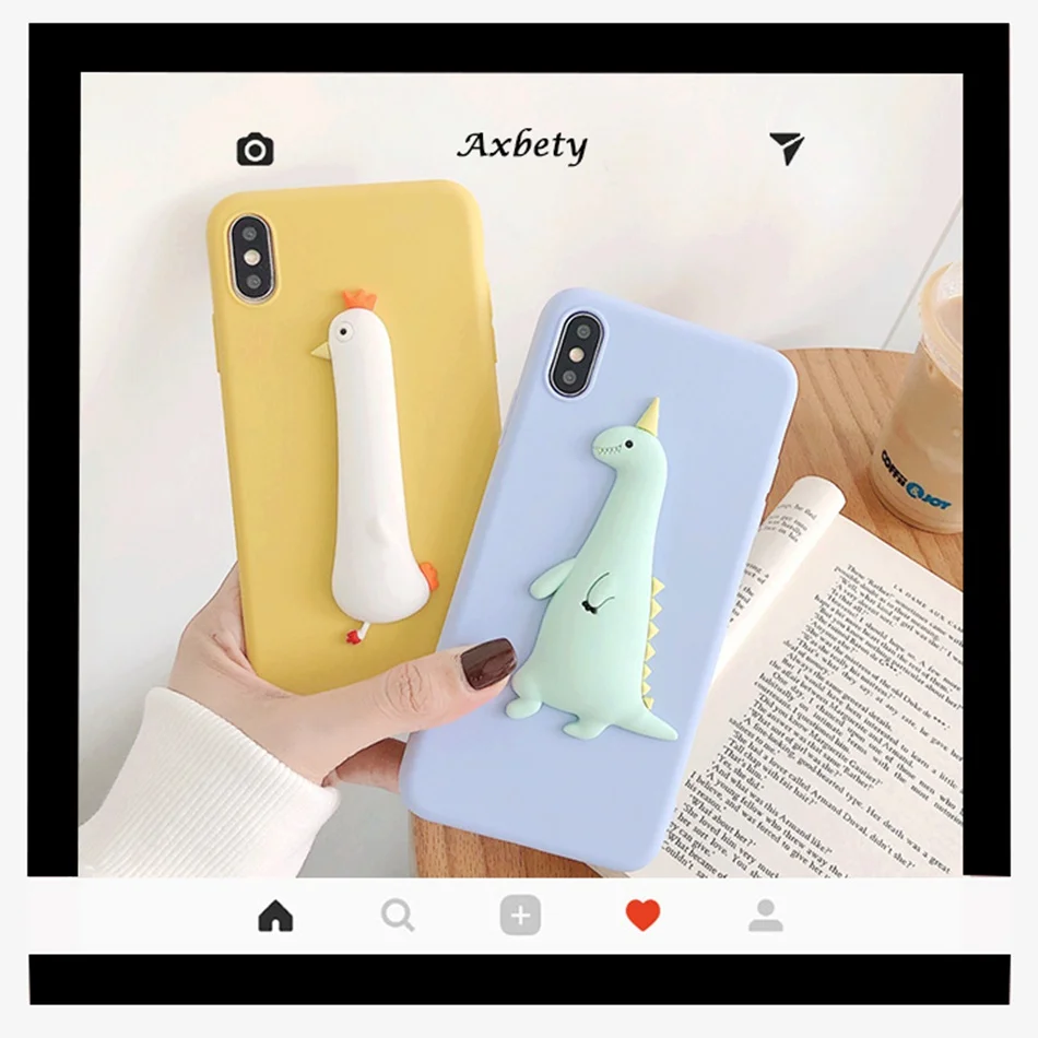 For Samsung A30 A50 A70 A80 A40 M30 A20S 3D Cute Dinosaur DIY Case Galaxy A7 A8 A6 Plus 2018 Chick Soft TPU Cover |