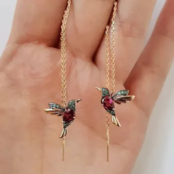 

Unique Long Drop Earrings Bird Pendant Tassel Crystal animal Pendant Earrings Ladies Jewelry NEW Design for Anniversary brinco