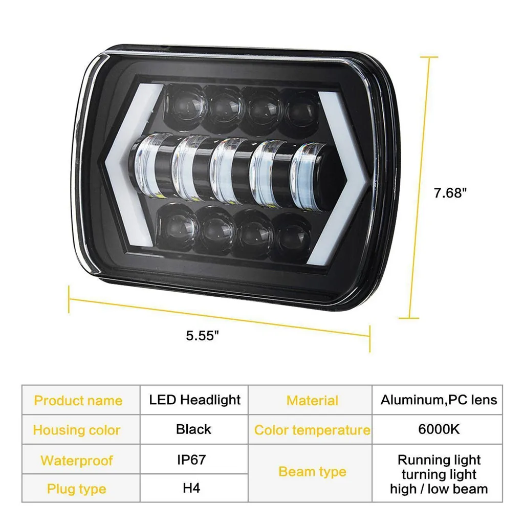 Franchise Square 7inch 5X7 LED Headlight Hi-Lo DRL 6x7 Truck Headlights Car Truck SUV For Jeep Wrangler JK TJ Land Rover Harley
