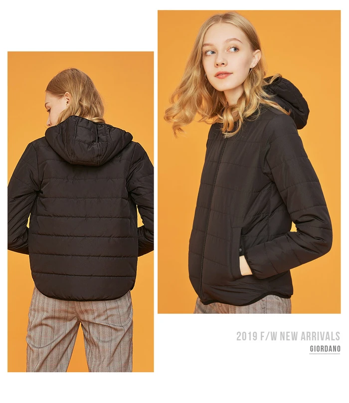Giordano Женское пальто женское однотонное пальто с капюшоном Think Zipper Fly Abrigos Mujer Invierno Soild color Casaco Feminino 05379656