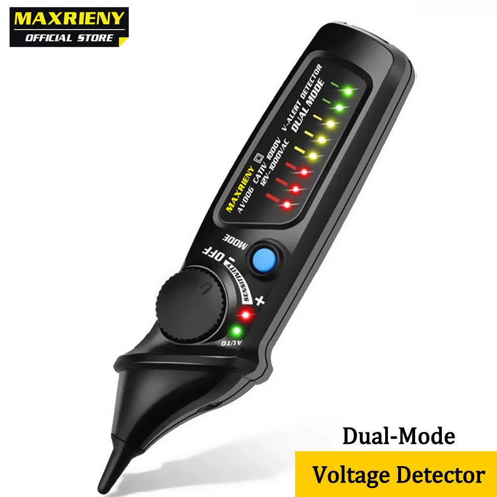 

MAXRIENY Non-Contact Voltage Detector Tester AVD06 Socket Wall Outlet Live Test Pen Indicator 12~1000V NCV Continuity Test meter