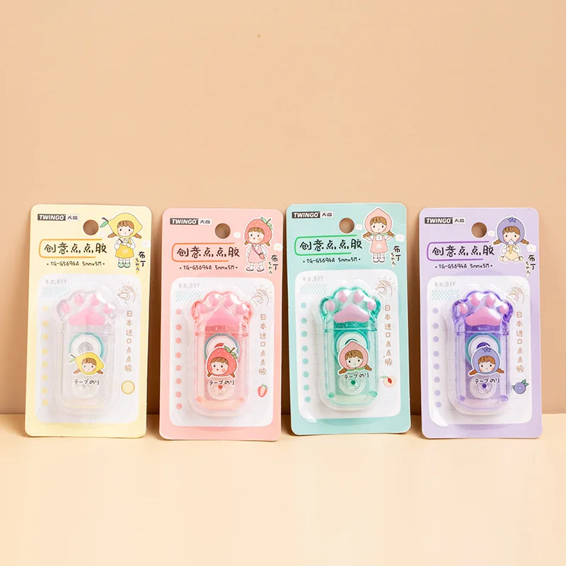 

24 pcs/lot 5mmx5M Cute Cat Paw Double Sided Tape Adhesive Dot Roller Tapes for Scrapbooking DIY Craft Office School Supplies