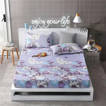 

Polyester Fitted Sheet King Queen Full Twin Size 3 Pcs Bed Setting Bed Sheet + 2 Pcs Pillowcase Mattress Cover with Elastic Band