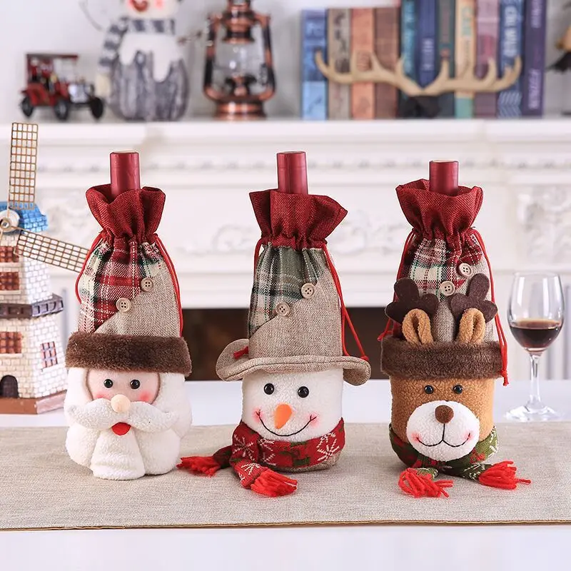 

2020 Christmas Wine Bottle Bags Cover Christmas Party Decorations for Home Gift Champagne Holders Xmas Home Party Table Decors