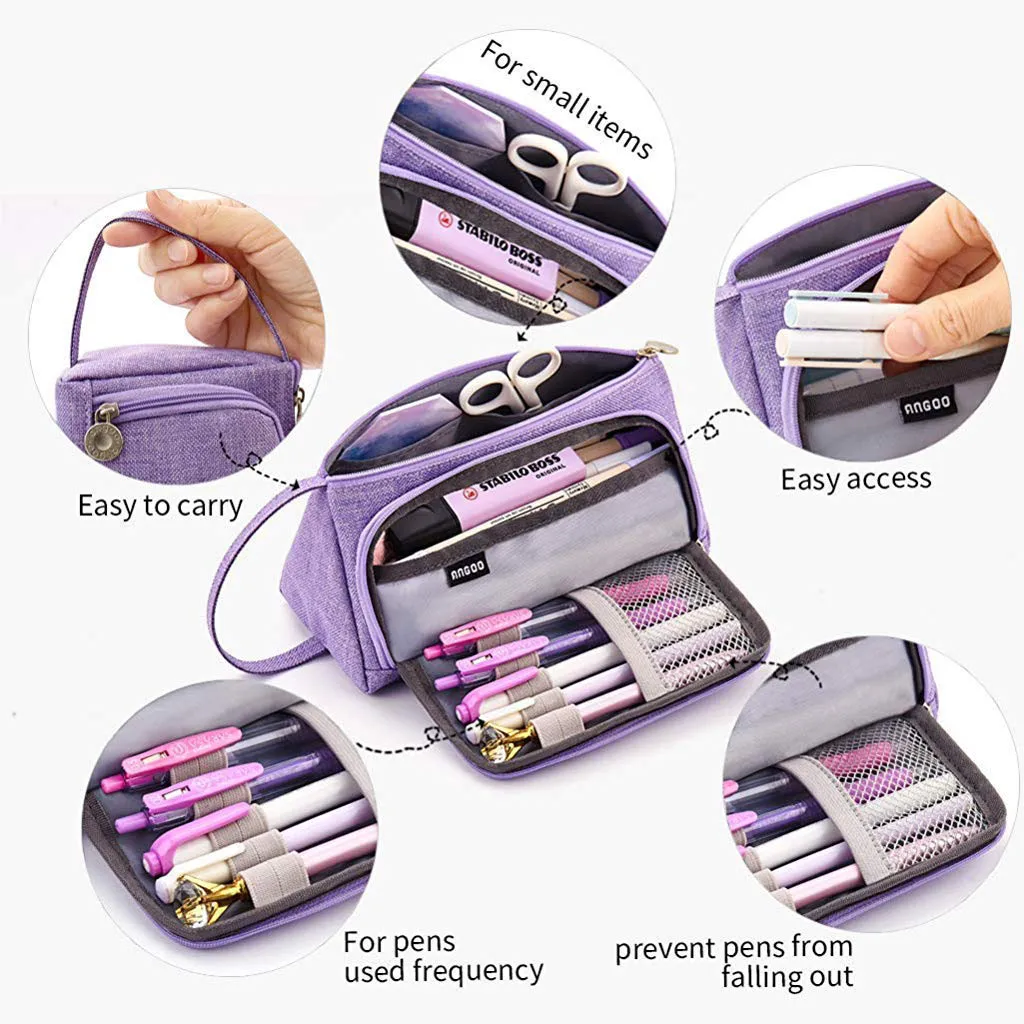 20# Pencil Bag Case Multilayer High Capacity Pen Pencil Case Box Stationary School Supplies Makeup Storage Bag Trousse Scolaire