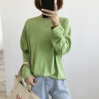 

Thin Long-sleeved T-shirt Female 2020 Early Autumn New Style Loose Slimming Western Style Sun-resistant wei yi shi Blouse Base T