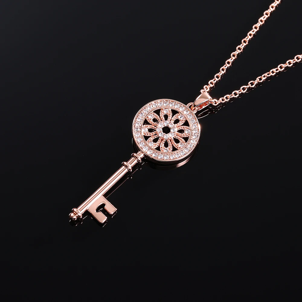Waliicorners Key Necklace for Women Dazzling Crystal CZ Stone Versatile 19 H917d941f450149b0b5ccf6e73f62b988O