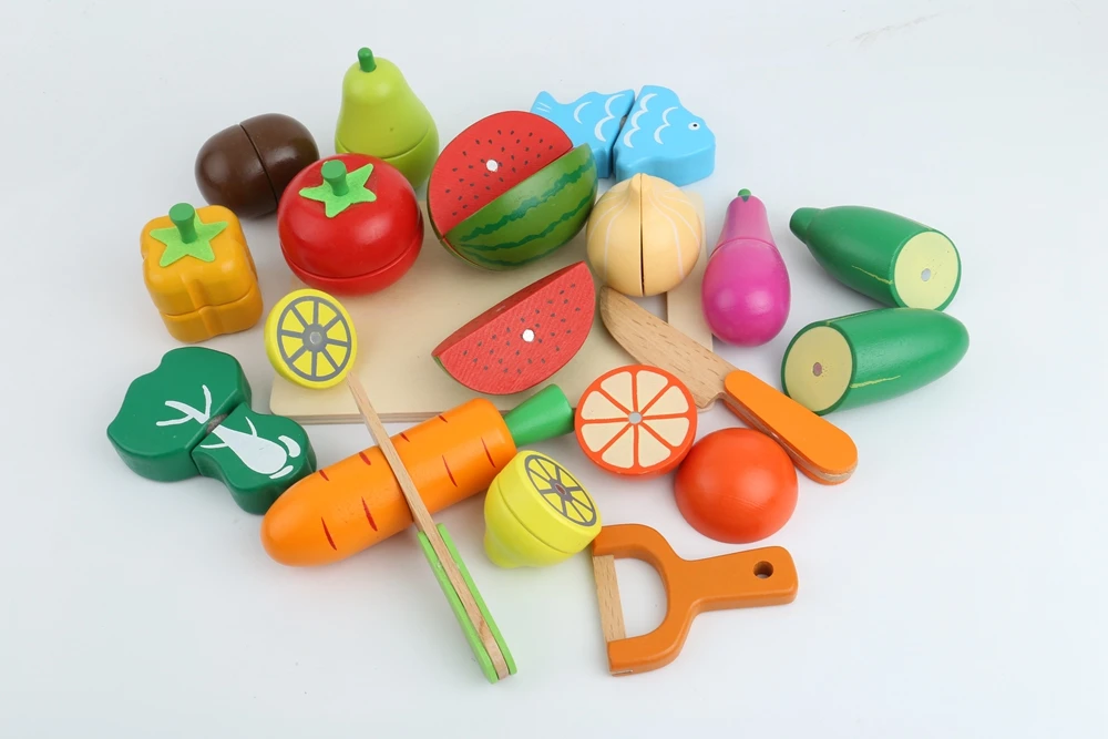 Детские Кухонные Игрушки деревянные ролевые игрушки для резки фруктов овощей миниатюрные пищевые Игрушки для девочек кухонный набор детские Ранние развивающие игрушки
