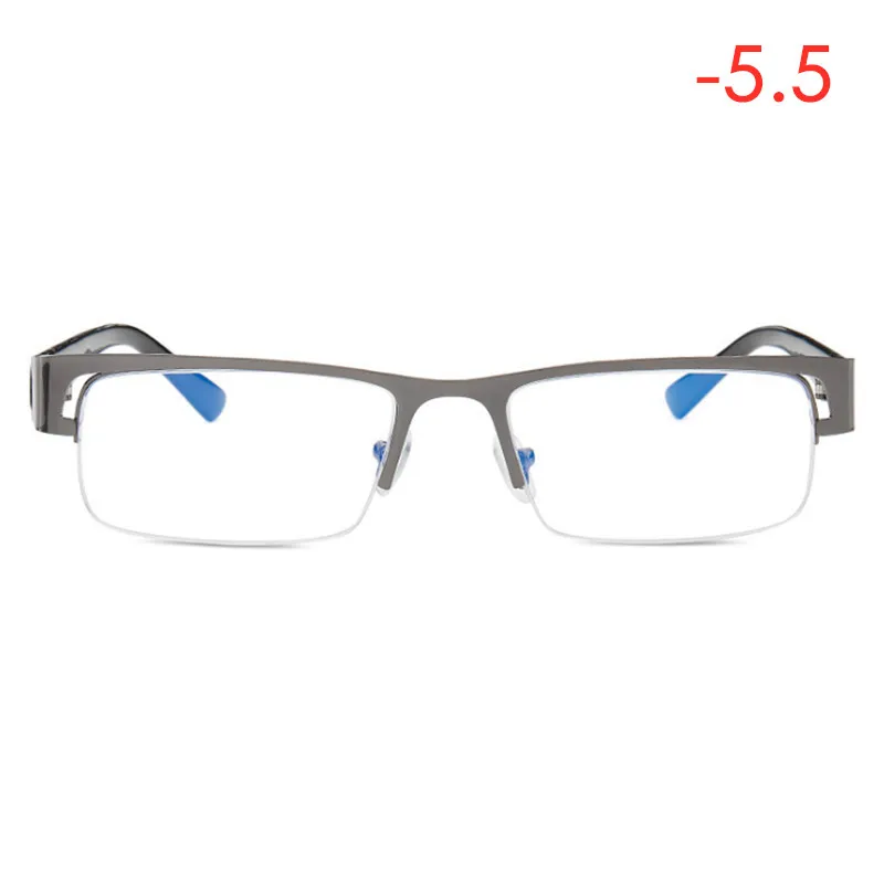 ZN13 Gun gray 1-1,5-2-2,5-3-3,5 до-6,0 готовые очки для близорукости Женщины Мужчины металлическая полуоправа студентов анти-синий свет близорукость очки ZN13 - Цвет оправы: ZN13 Gun gray