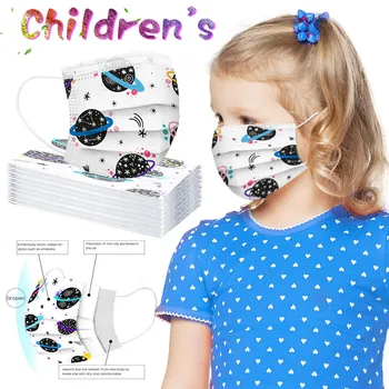 

10/20/30/40/50/100 PCS Children's mask Planet halloween Pattern Disposable Face Mask 3Ply Ear Loop Face Cover Mouth Masks Masque