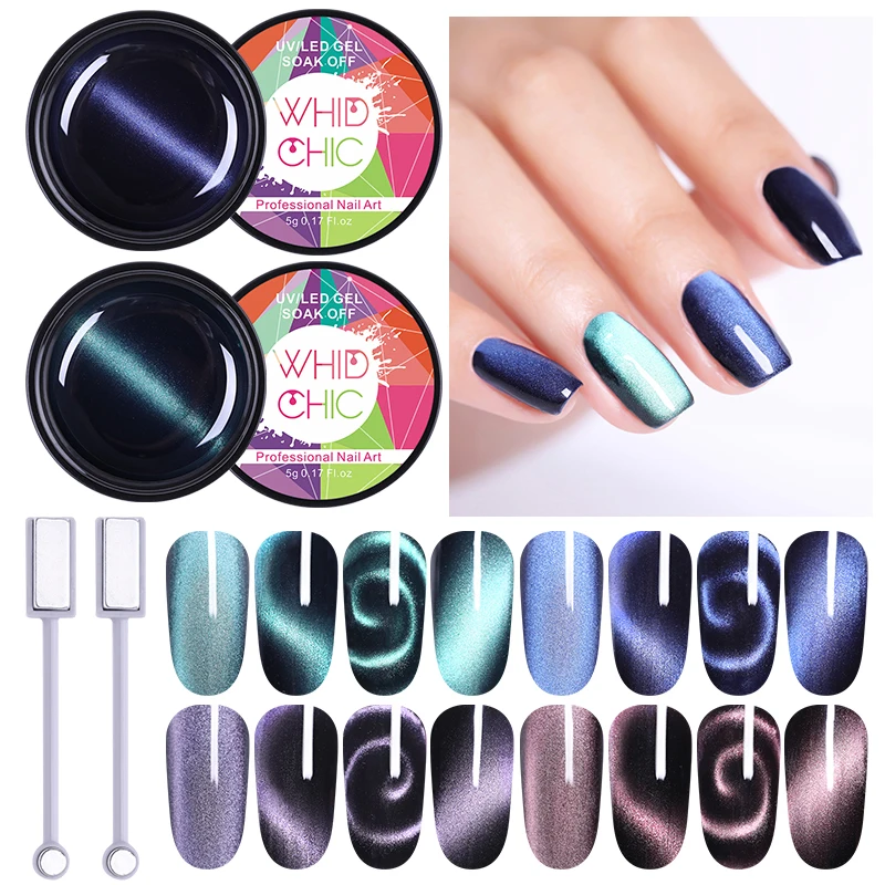 

WHID CHIC 5D Cat Eye Gel Nail Polish Magnetic Effect Soak Off UV Gel Polish Nail Art Lacquer Varnish 6 Colors Magnet Manicure