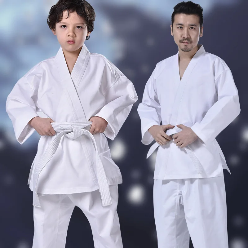 

White Karate Uniform Set With Belt Waistband Judo Taekwondo Uniform For Adult Children School Student Kung Fu Training Gym