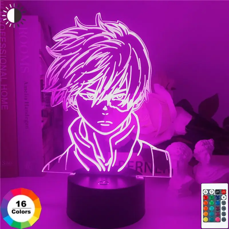 Anime Figure My Hero Academia Todoroki Shoto 3D Night Light Bedroom Decor Child Birthday Gift Manga LED Acrylic Table Lamp | Лампы и