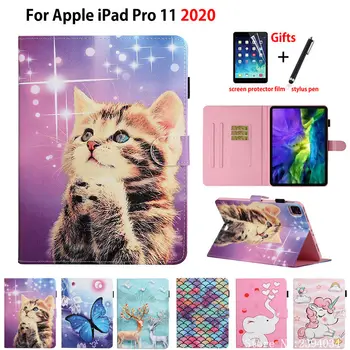 

Coque For iPad Pro 11 2020 Smart Case Cover For iPad Pro 11" 2020 Funda Tablet Cartoon Cute Cat Butterfly Stand Shell Capa +Gift