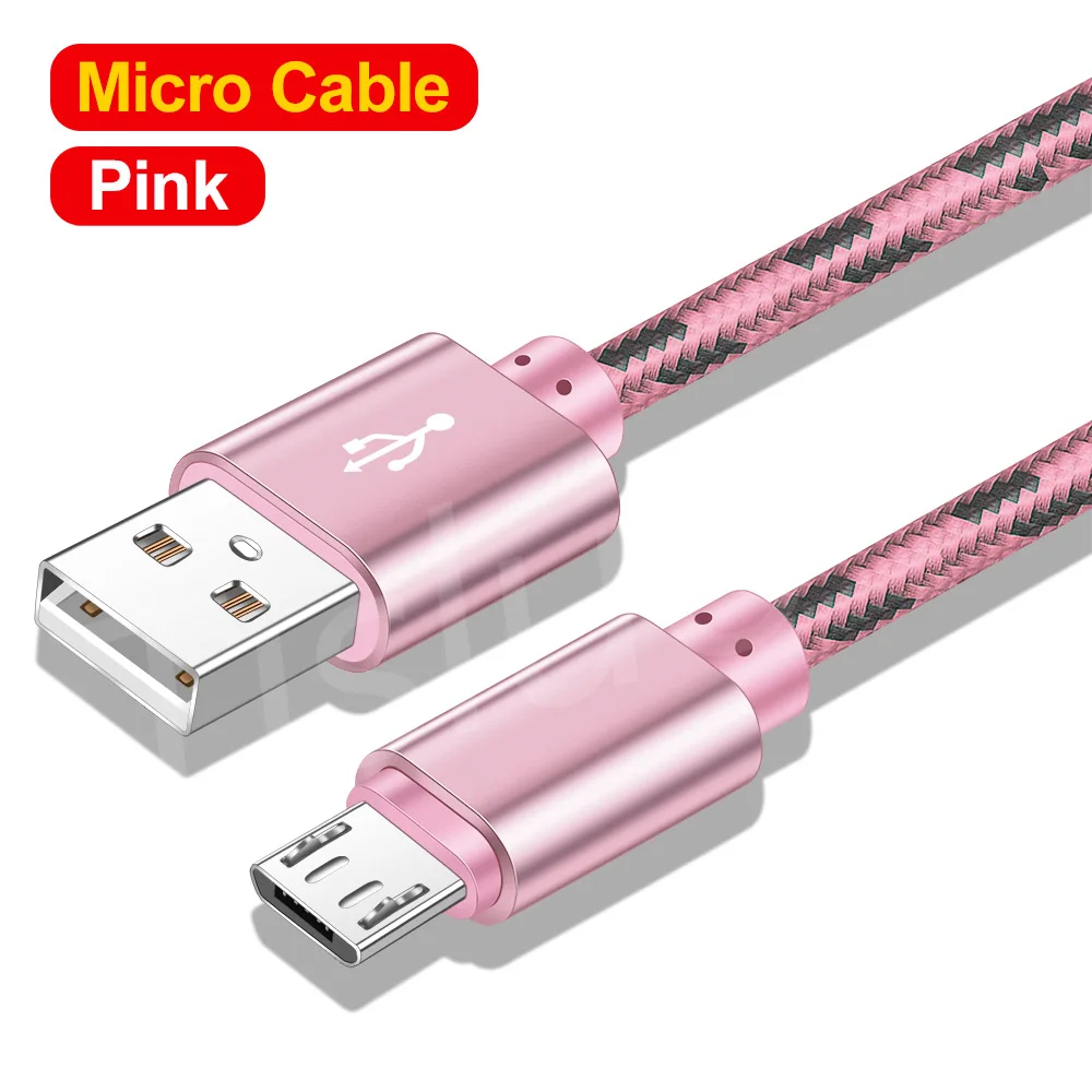 Tisluo Micro USB кабель для samsung S8 S9 1 м кабель для передачи данных USB кабель для зарядного устройства huawei P10 Xiaomi mi9 Andriod кабели для мобильных телефонов - Цвет: Pink Mirco USB