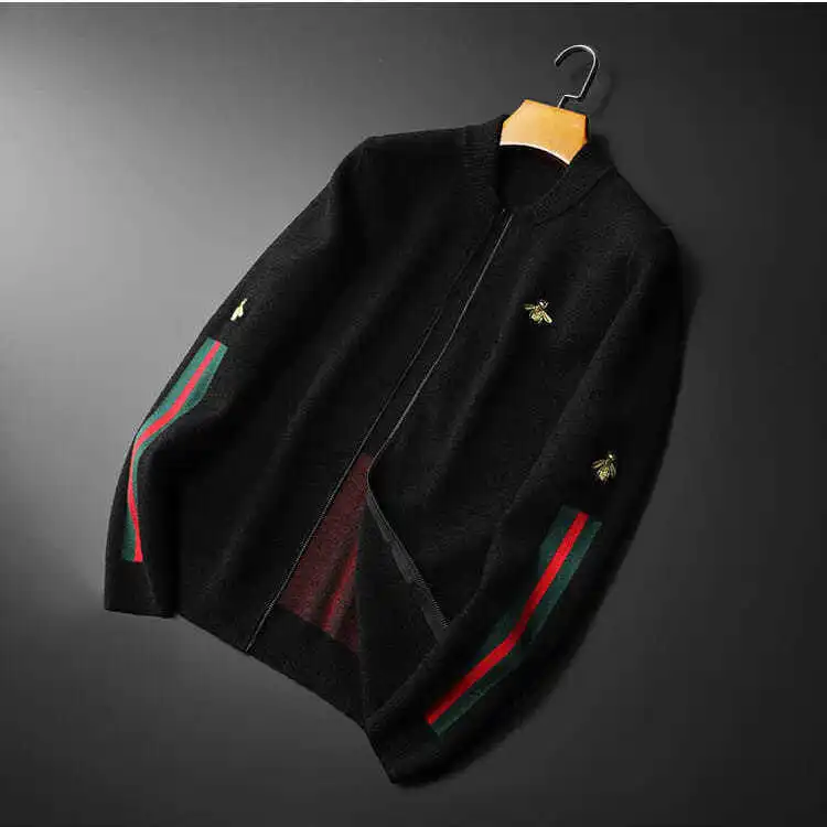

Men's slim fitting knitted cardigan new trend of autumn and winter 2020 Korean embroidery casual sweater
