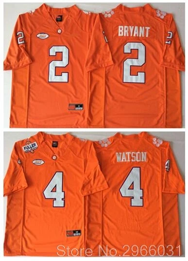 Men's College Jerseys Stitched Size S-3XL free shipping Clemson Tigers Orange#2 WATKINS#4 DeShaun WATSON bryant