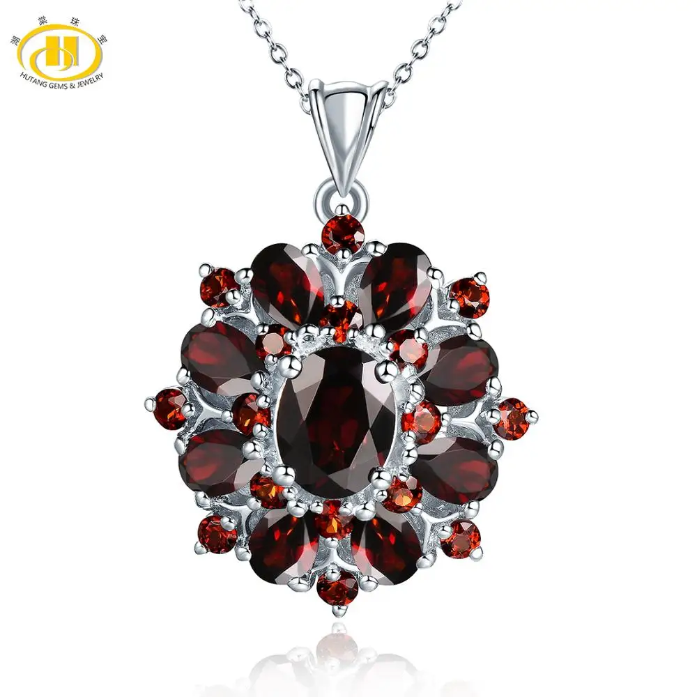 Hutang 7.54ct кулон из натурального черного граната ожерелье серебра 925 пробы ювелирные изделия драгоценных