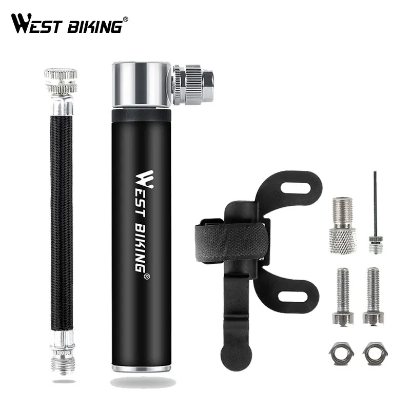 

WEST BIKING Bicycle Pump 120psi Aluminum Alloy Tire Air Inflator Schrader Presta Valve Cycling MTB Road Bike Portable Hand Pump
