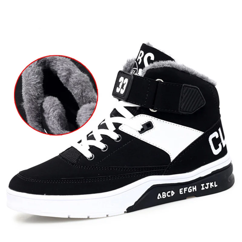 Black2 UPUPER/Новые модные зимние кроссовки; мужские ботинки; Теплая обувь с высоким берцем; водонепроницаемые зимние ботинки; мужские Ботильоны; zapatos hombre - Цвет: Black2