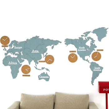 

Nordic World Map Clock Large Modern Design Art Personality Abstract Creative Simple Wall Clock Silent Living Room Decor DA60WC