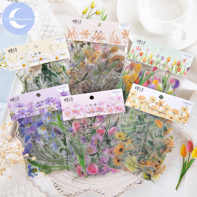 

YueGuangXia Natural Sceneries Series Die Cutting Stickers Scrapbooking Planner Bullet Journal Deco Stationery Stickers 6 Designs