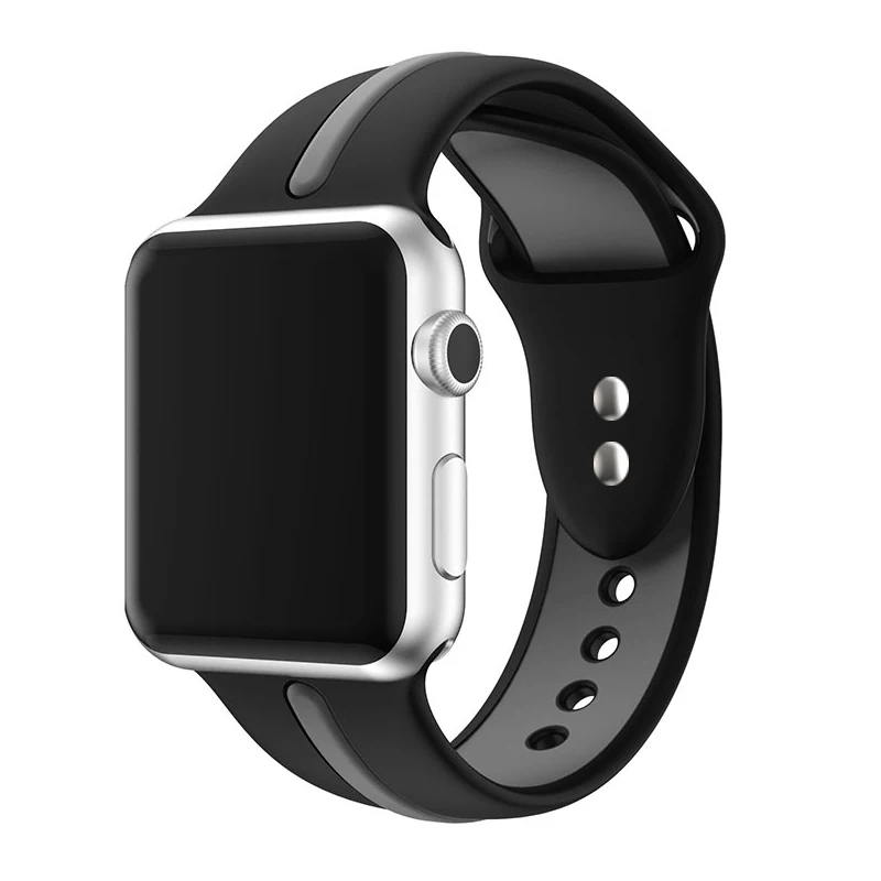 black gray Спортивный ремешок для apple watch, ремешок для apple watch 5, 4, 42 мм, 38 мм, iwatch, ремешок 44 мм, 40 мм, браслет correa pulseira, ремешок для часов 5, 4, 3, 2 - Цвет ремешка: black gray