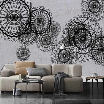 

milofi large wallpaper mural custom 3D abstract hand painted lines circle background wallpaper mural