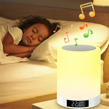 

Colorful Night Light With Bluetooth Speaker Rechargeable Smart LED Touch Control Night Light Portable Desk Table Bedside Lamp