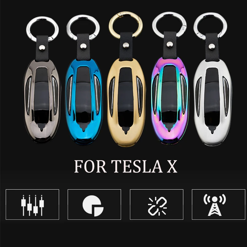 New Zinc Alloy Car Remote Smart Keyless Key Fob Cover Keychain Fit For Tesla X Accessories Key