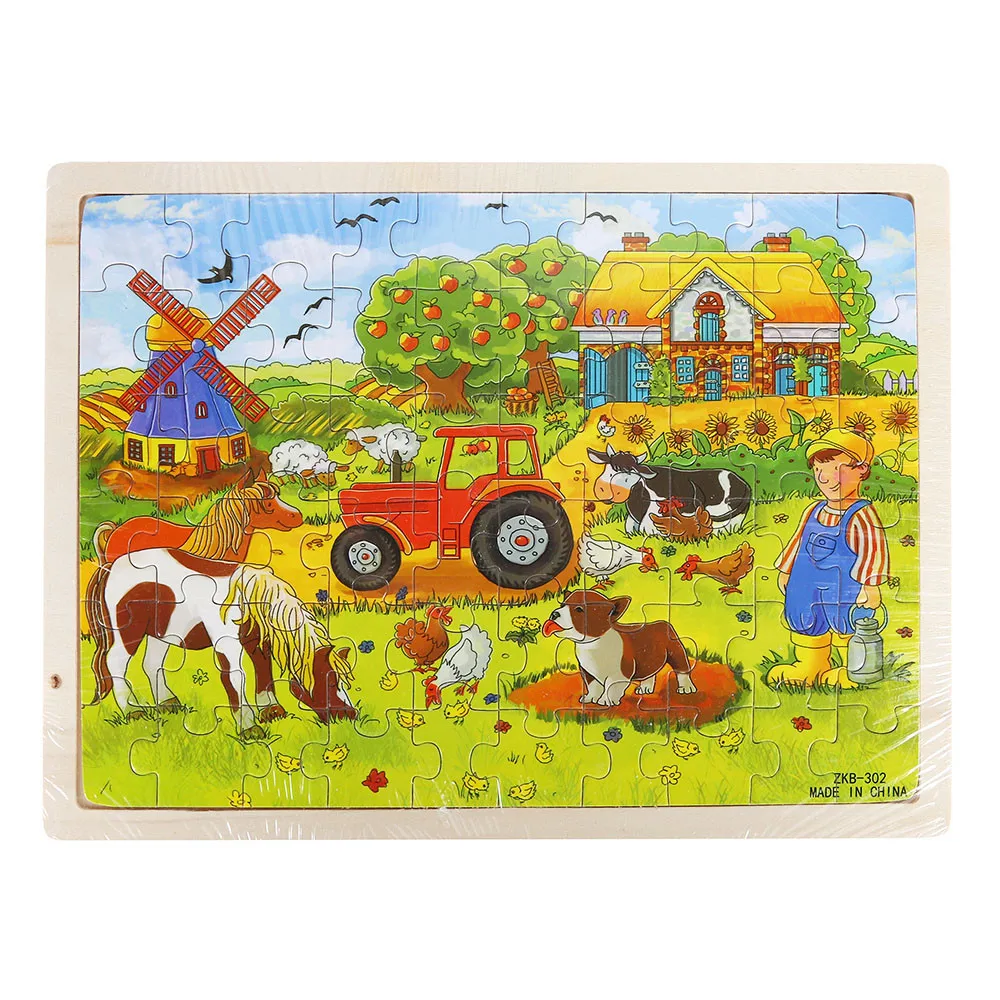 Wooden Jigsaw Puzzles Toys Cartoon Animals Educational Toys For Children Exquisite Fun jigsaw puzzle Holiday Gift #B