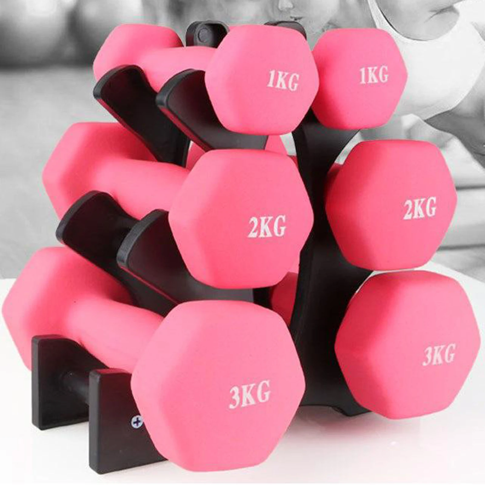 Dumbbell Rack Stable Hand Weights Holder 6 Dumbbells Tree Stand Accessories
