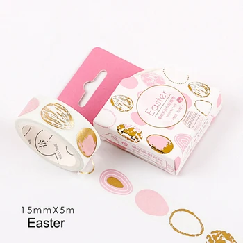 

1.5cm*5m Hot Stamp Easter Paper Washi Masking Tape Stick Label Decoration Sticker