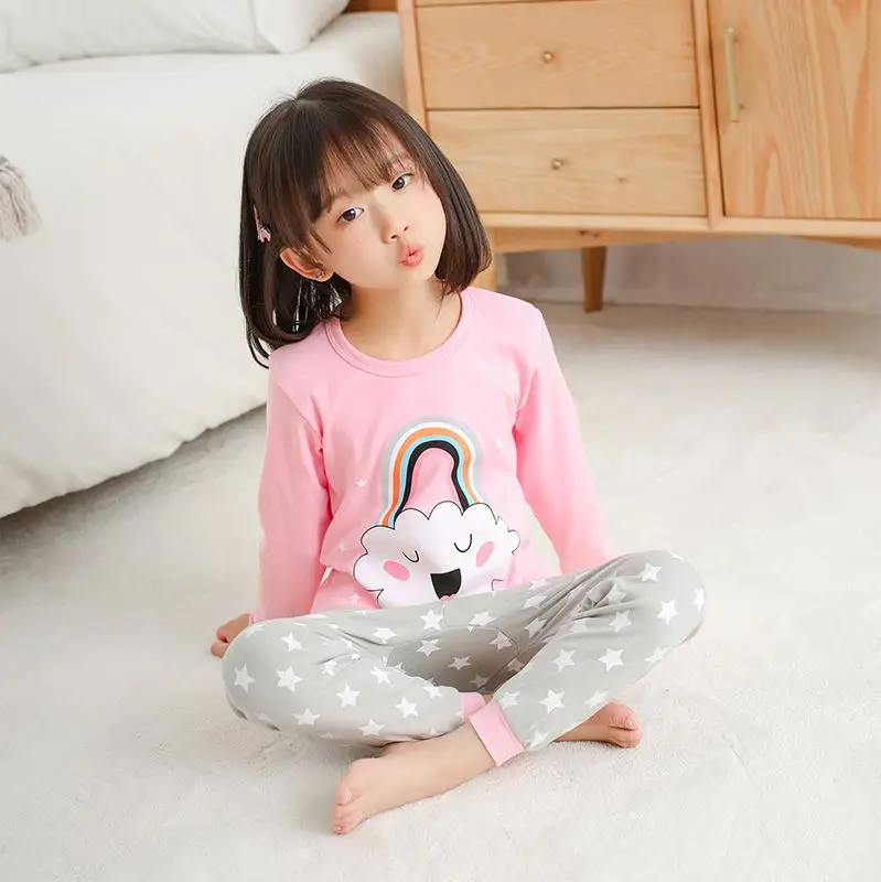 Одежда для сна для мальчиков и девочек, одежда для сна для малышей, комплект одежды из 2 предметов, пижамные комплекты с рисунками животных, хлопковые детские пижамы - Цвет: CJL15