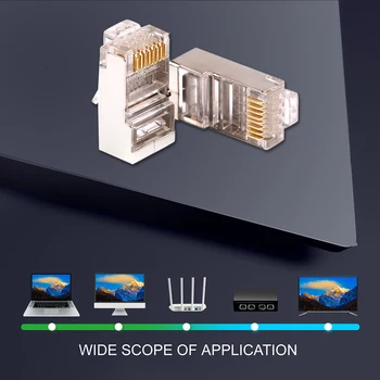 

RJ45 Shielded Connector Cat6 Network RJ-45 Adapter Elaborate Manufacture Prolonged Durable Plug Crystal Head for Switch