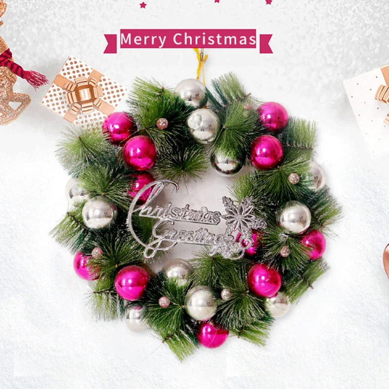 Рождественский 30cmWreath с Искусственные сосновые шишки ягоды и цветами праздничные