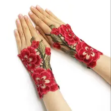 Вышитые перчатки Китайские Этнические перчатки Цветочные перчатки женские