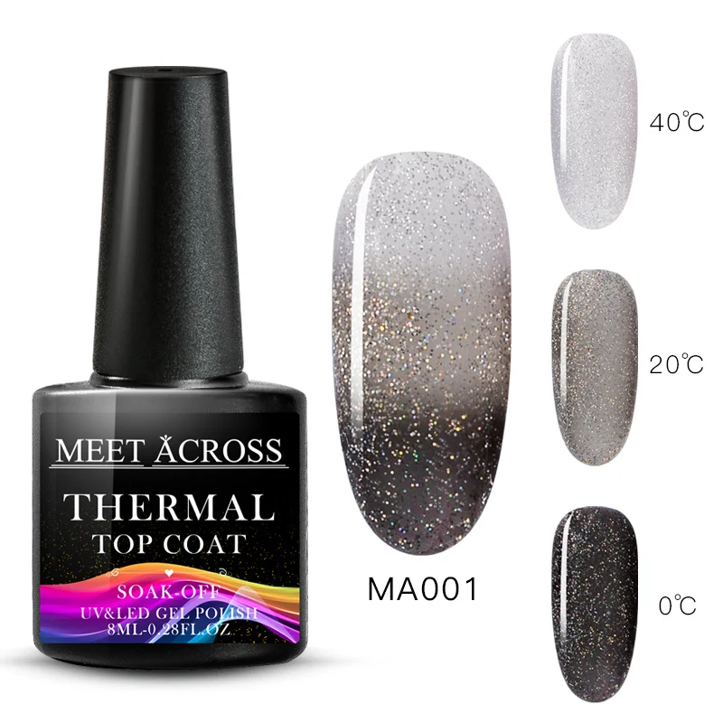 MEET ACROSS Thermal Glitter Gel Nail Polish 3 Colors Temperature Color Changing Nail Art Gel Lacquer DIY Soak Off UV Gel Varnish - Цвет: BS03312